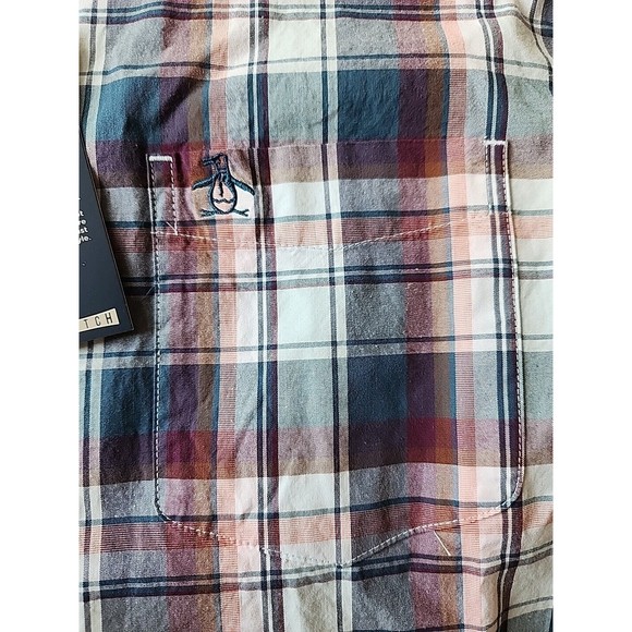 Original Penguin Jaspe Plaid Button Down Shirt Mens S Long Sleeve Stretch NEW - Picture 5 of 8